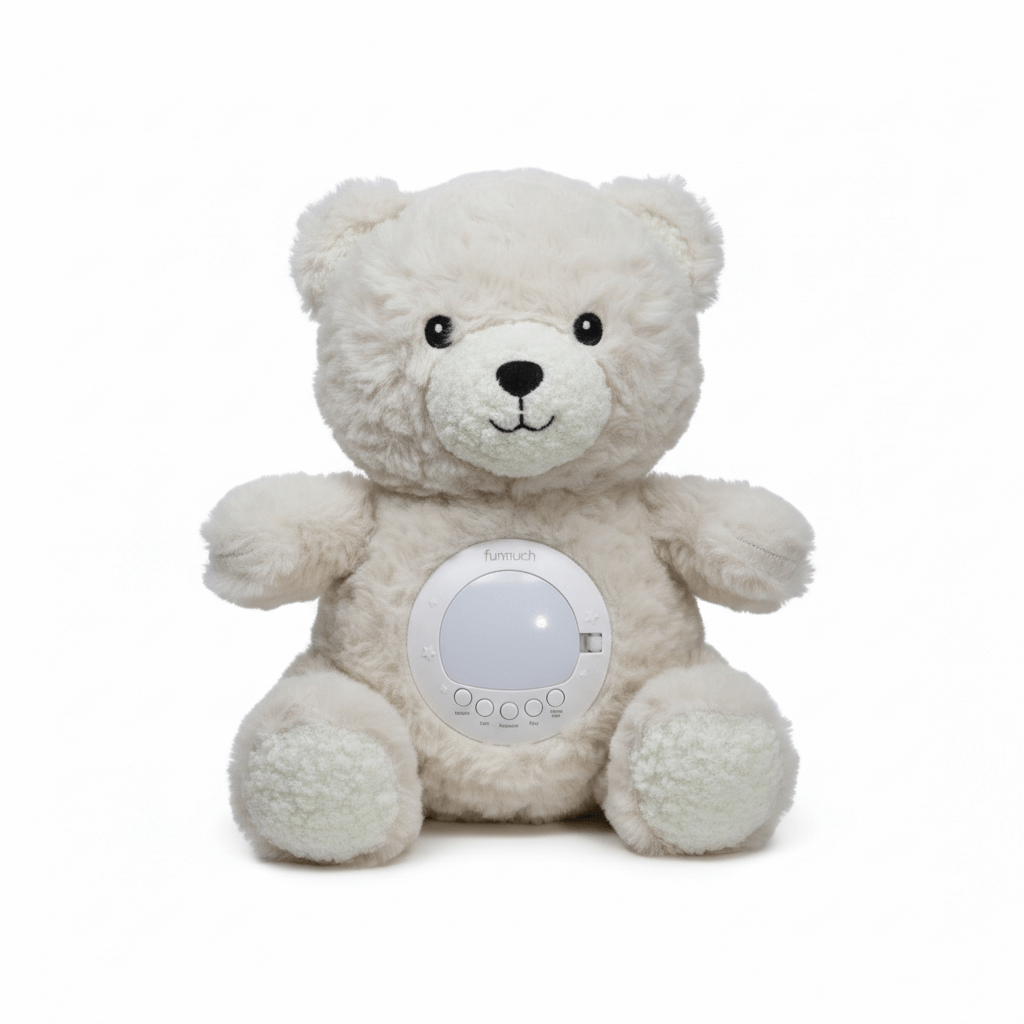 Grijze Teddybeer – Premium Nachtlampje met Projector & Melodieën